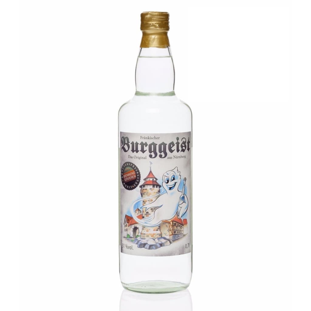 Kultbrand Fränkischer Burggeist Klarer Kräuter-Schnaps Flasche